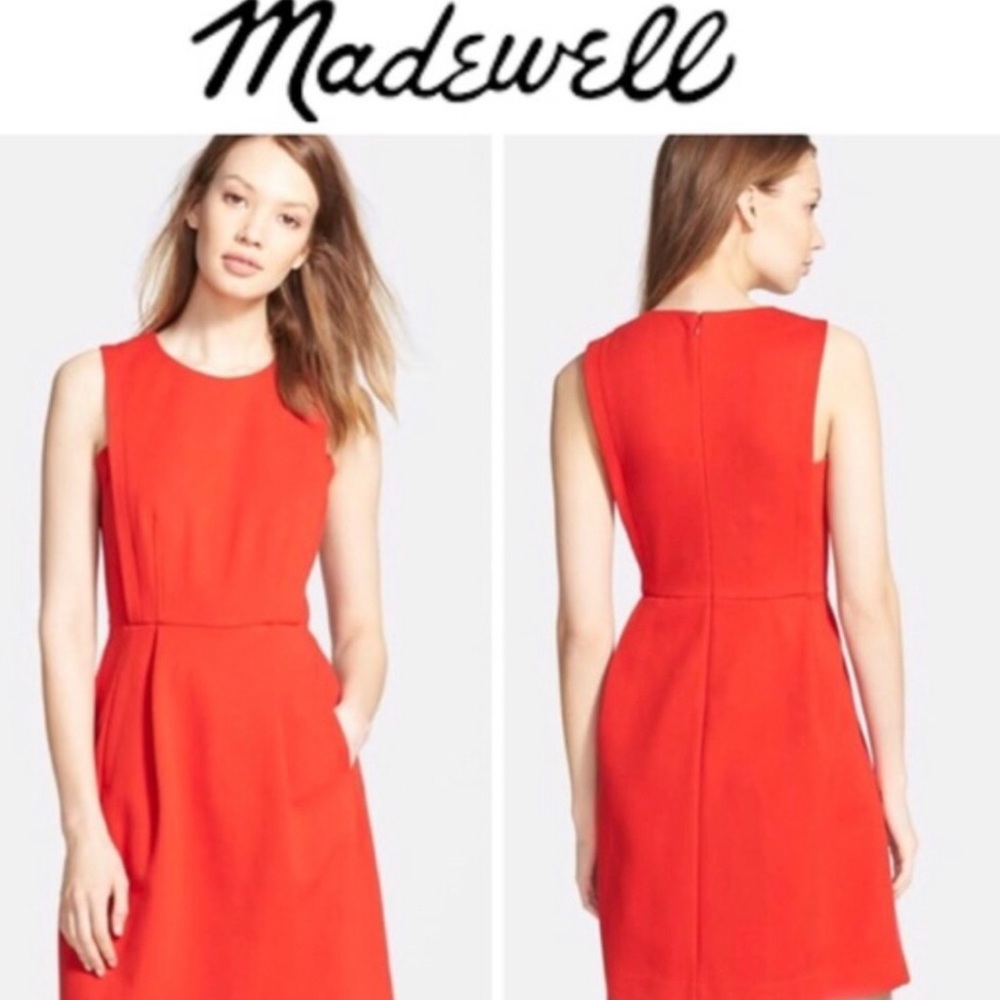 MADEWELL red Abroad fit and floral skater dress, size xxs